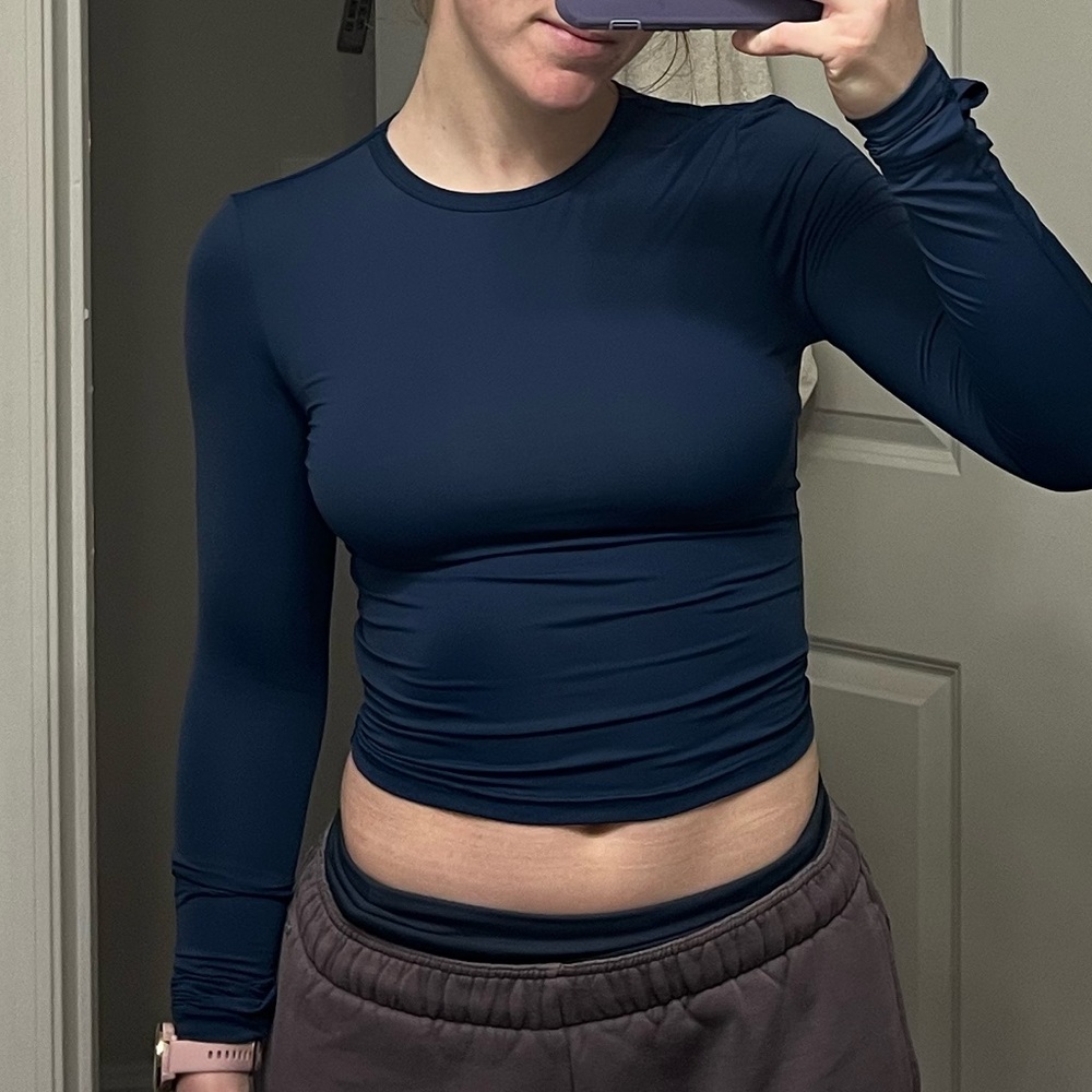 navy long sleeve top